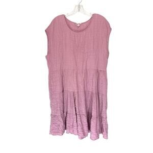 Knox Rose Dress XL‎ Pink Short Sleeve Gauze Lightweight Pastel Tiered Casual